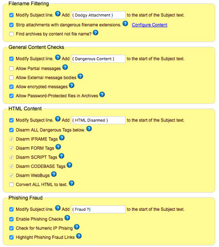 Email Filtering